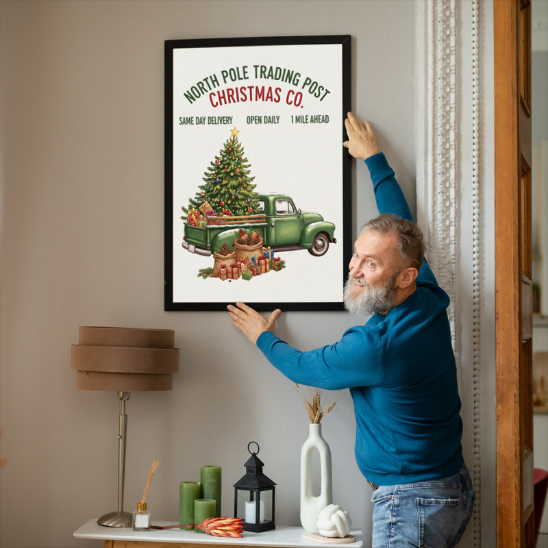 Vintage Thanksgiving truck canvas wall art, harvest market pumpkins theme in rustic country style for hallway wall decor