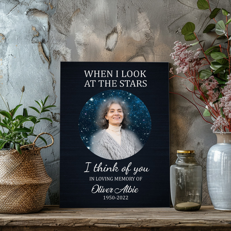 Minimalist memorial canvas wall art for Mom, black and white typography, personalized dates, hallway wall decor