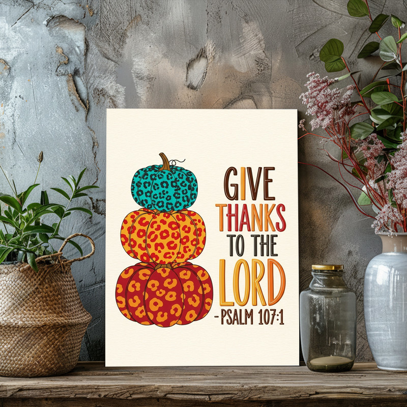 Colorful Stacked Pumpkin Scripture Wall Art for Entryway Decor Canvas ...