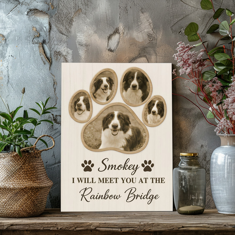 Dog memorial paw print canvas, farmhouse with linen texture, personalized pet name and dates, sympathy gift for pet owner Dog memorial paw print canvas, farmhouse with linen texture, personalized pet name and dates, sympathy gift for pet owner