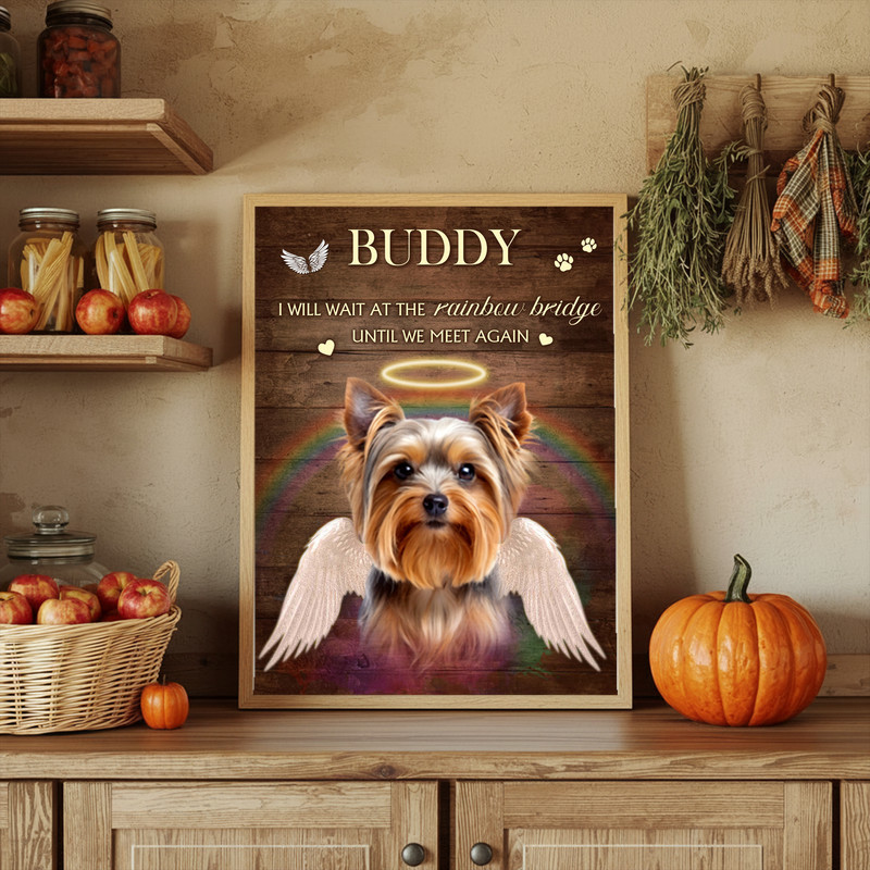 Dog loss sympathy pet portrait canvas wall art with angel wings, rustic wood texture print background, landscape layout Dog loss sympathy pet portrait canvas wall art with angel wings, rustic wood texture print background, landscape layout