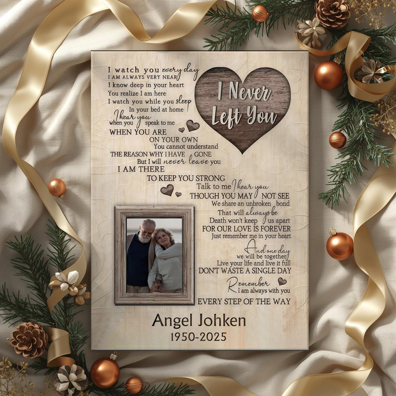 Memorial canvas wall art, personalized photo frame for living room, add loved one's photo, name, and dates, sympathy keepsake