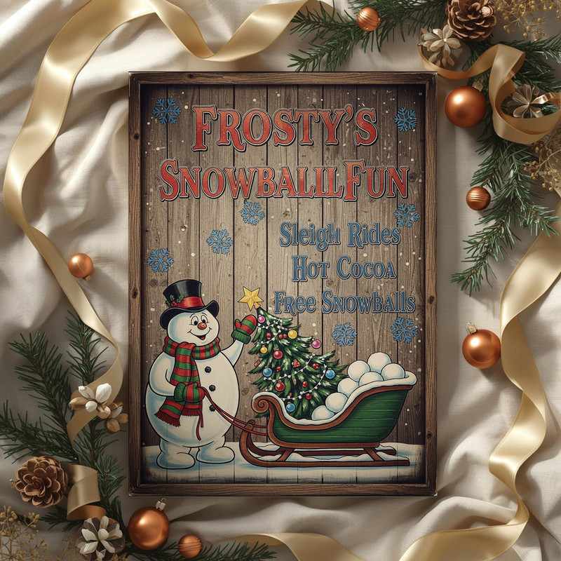 Vintage Frosty the Snowman canvas wall art makes a charming holiday gift for families, adding nostalgic joy to the hallway