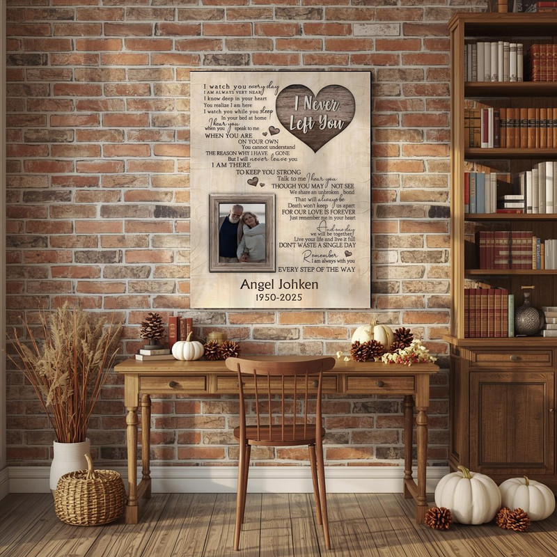 Remembrance canvas wall art gift, personalized photo frame with custom photo, name, and dates to commemorate a loved one