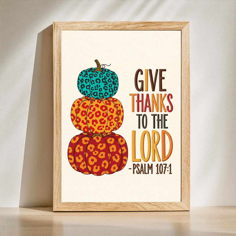 Colorful stacked pumpkin scripture canvas wall art, entryway decor, autumn tones and faith verse, rustic farmhouse style | Familywalldecor