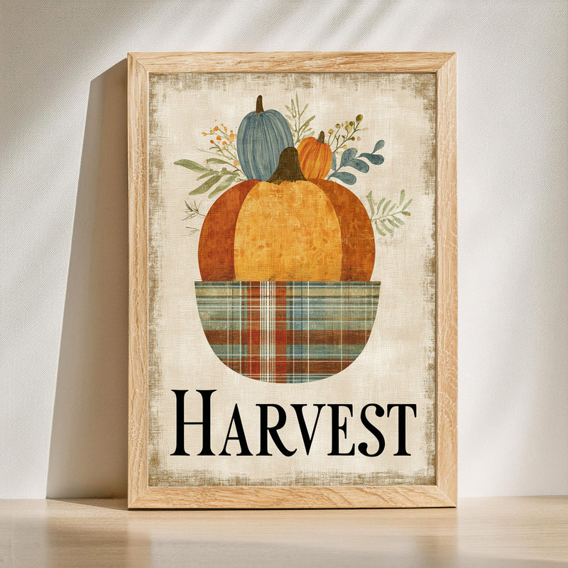 Harvest welcome canvas wall art with cozy fall typography and warm autumn tones, perfect entryway or hallway seasonal decor | Familywalldecor