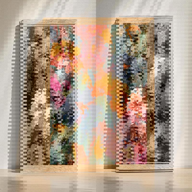 Autumn bloom abstract Thanksgiving garden canvas wall art with warm orange florals, perfect for dining room seasonal decor | Familywalldecor