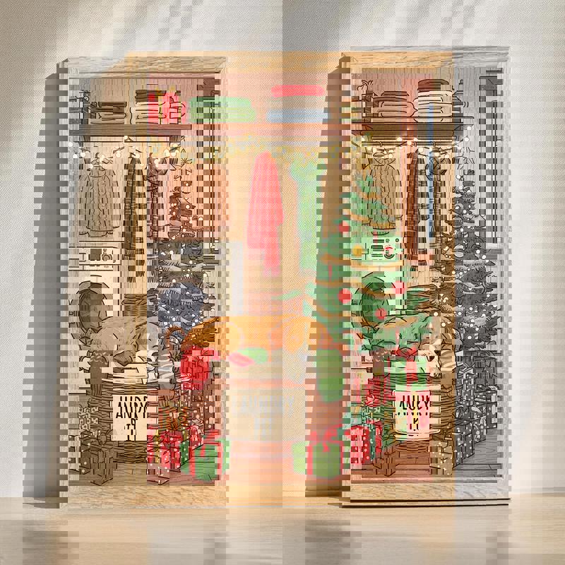 Holiday laundry room canvas featuring a festive 'Laundry Pit' sign, rustic farmhouse wall decor for cozy laundry spaces | Familywalldecor