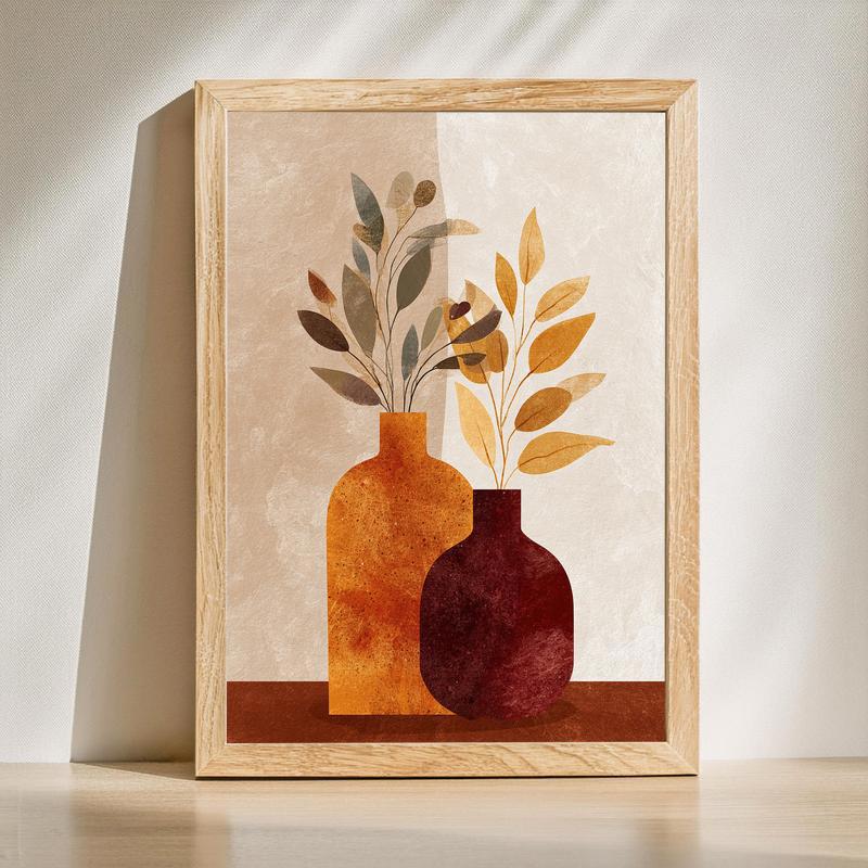 Grateful Glow canvas in autumn terracotta hues, warm earthy abstract wall art for dining room decor, modern rustic style | Family Wall Decor UK