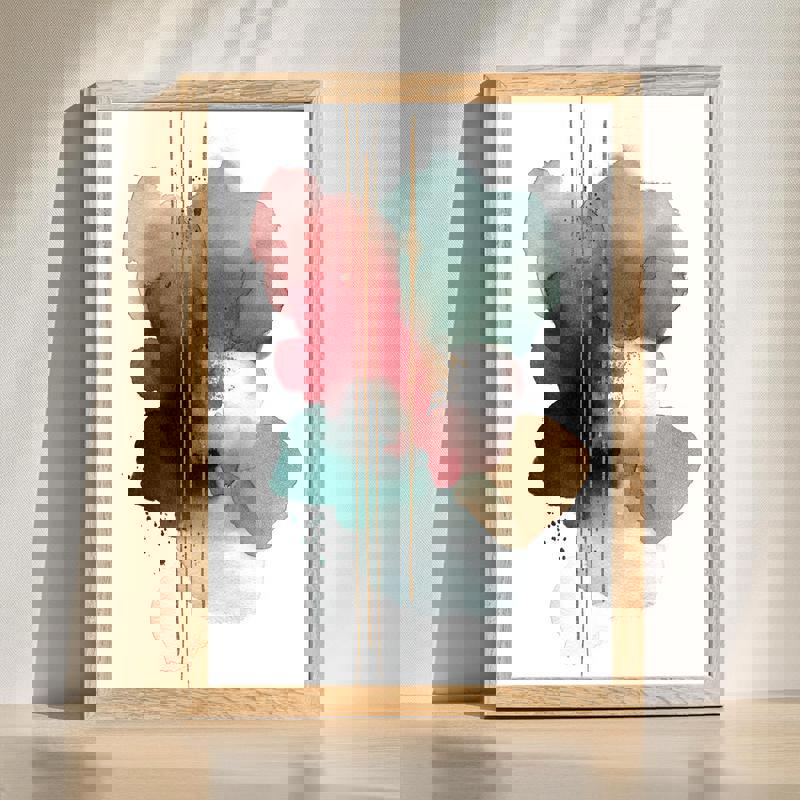 Abstract Christmas watercolor canvas for dining room, balanced festive reds and greens with soft washes, holiday decor | Familywalldecor