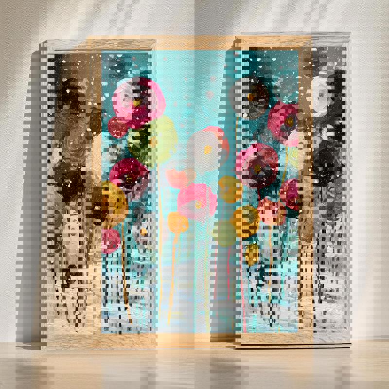 Snowy blossoms holiday floral canvas wall art with white blooms and holly berries, winter accent for dining room decor | Familywalldecor