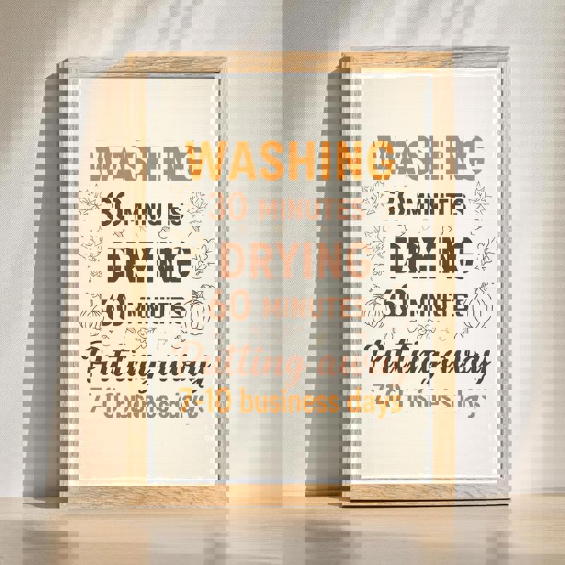 Thanksgiving laundry instructions canvas wall art with rustic typography and fall leaves, for cozy laundry room decor | Familywalldecor