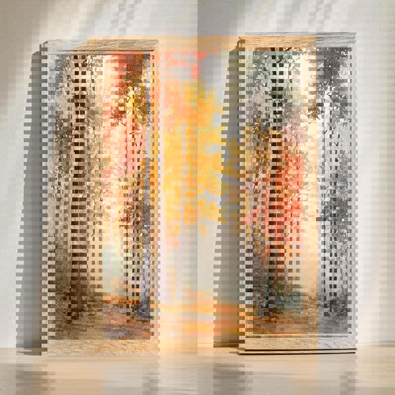 Thanksgiving nature canvas wall art in warm autumn palette, serene scene for dining room decor, quiet ambiance | Familywalldecor