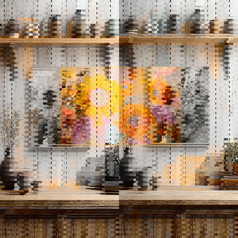 Sunflower Cheer - Thanksgiving Floral For Dining Room Canvas