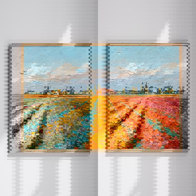 Fall landscape canvas wall art in warm harvest hues, featuring golden foliage and soft skies for cozy laundry room decor. | Familywalldecor