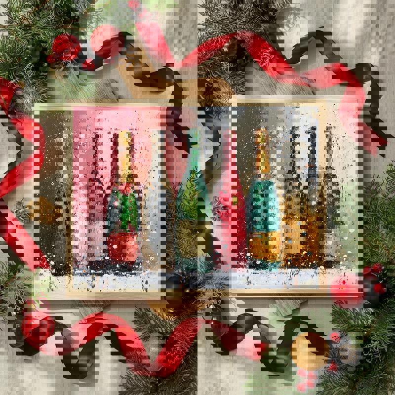 Holiday Cheers, Christmas Champagne VibeArt For Dining Room Canvas | Familywalldecor