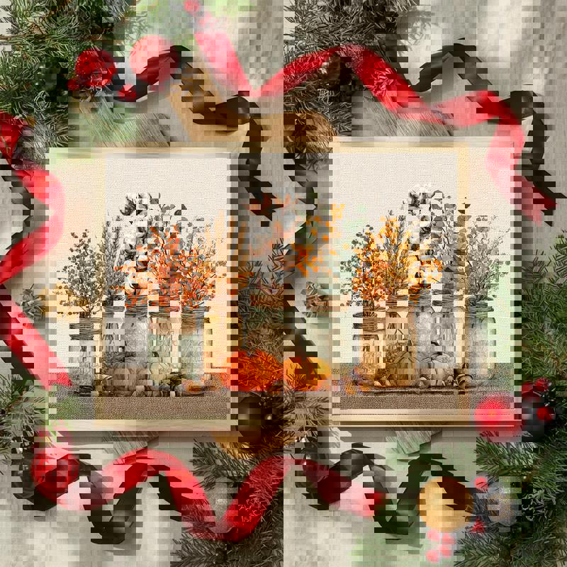 Thankful Still Life, Rustic Fall Farmhouse Art For Dining Room Decor Canvas