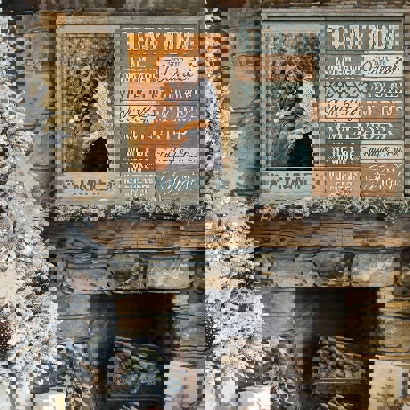 Dog mom custom canvas with your pup’s photo, To My Mom quote, farmhouse coastal tones, sentimental birthday or Mother’s Day gift