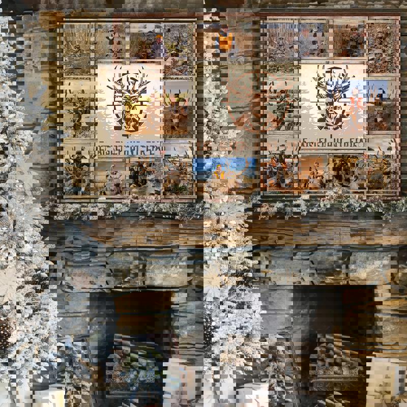 Deer hunting canvas custom photo collage, lodge style wall art for cabin or den, personalized decor gift for hunters