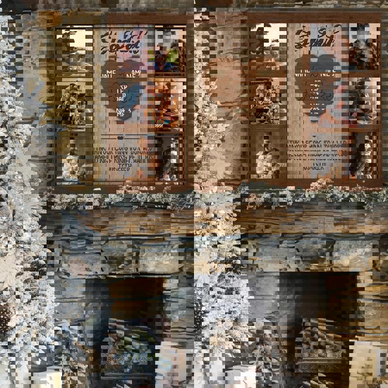 Bonus dad puzzle canvas wall art personalized with children’s names, weathered gray farmhouse style, living room wall decor