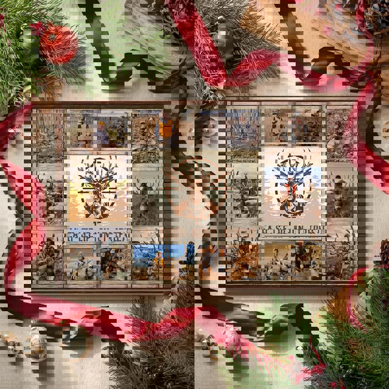 Deer hunting canvas personalized photo collage, rustic lodge wall art for entryway or hallway, gift for outdoorsmen