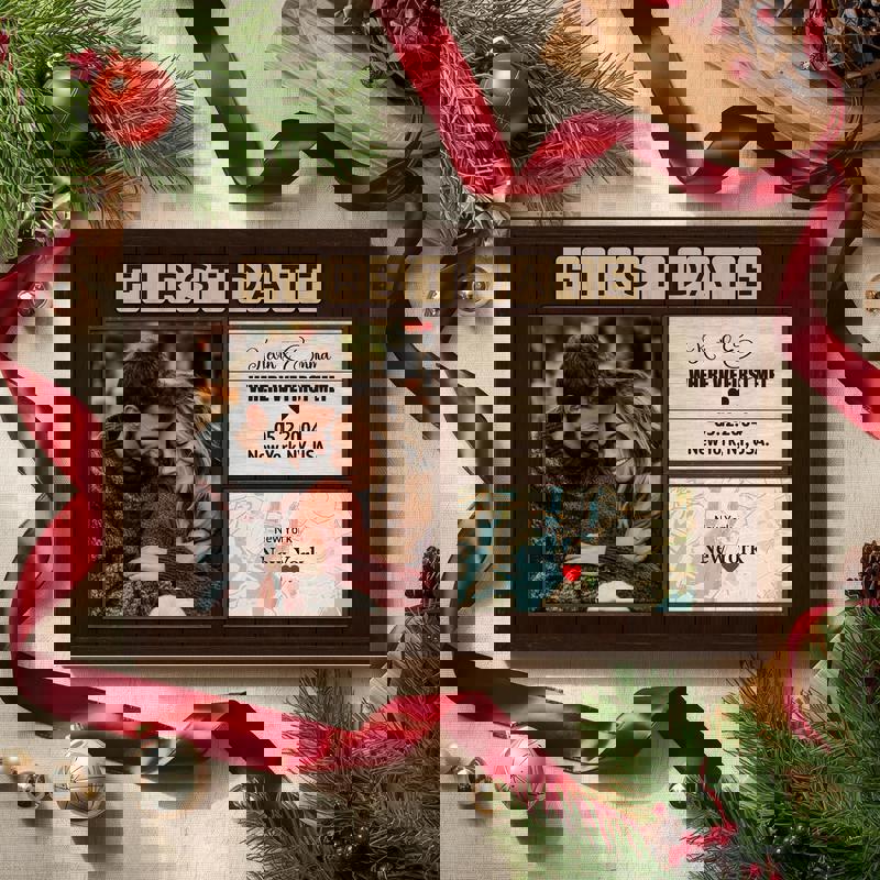 Where We First Met map canvas, modern rustic farmhouse look in charcoal tones, personalized names and date, gift for him