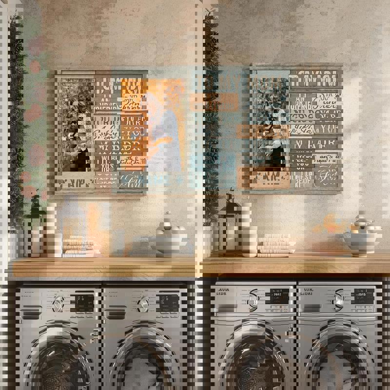 Dog mom personalized wall canvas, custom pet photo with To My Mom text, coastal cottage farmhouse decor for mom