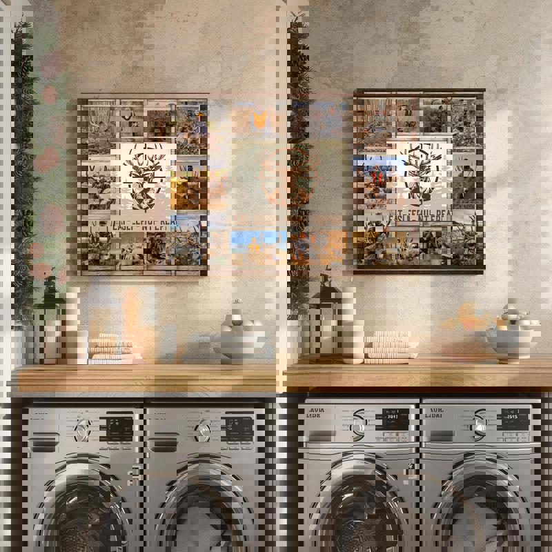 Deer hunting canvas custom photo collage, rustic farmhouse wall art, personalized gift for hunters, perfect for cabin decor