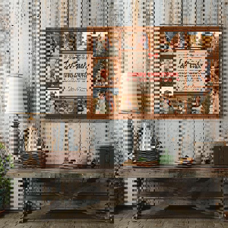 Stepped Up Mom photo collage canvas for Mother's Day, coastal farmhouse design, custom names and photos, wall decor