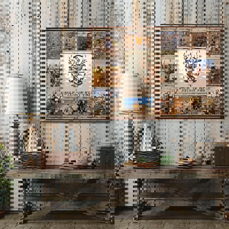 Deer hunting canvas personalized photo collage preserves hunting memories, rustic farmhouse wall art gift for hunters