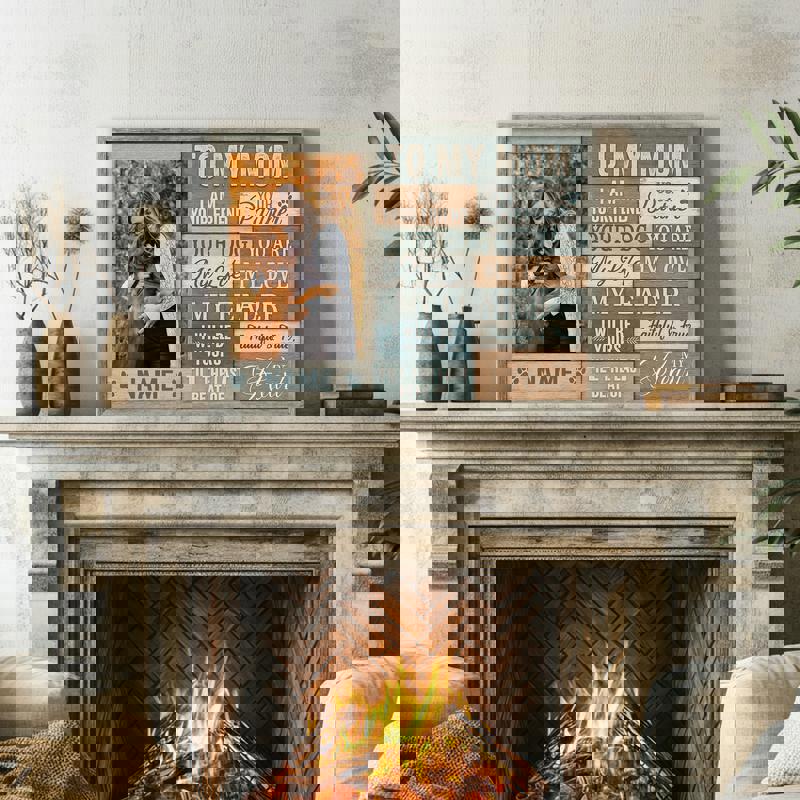 Dog mom personalized canvas, upload dog photo and add names, coastal rustic wall decor, sweet Mother’s Day present