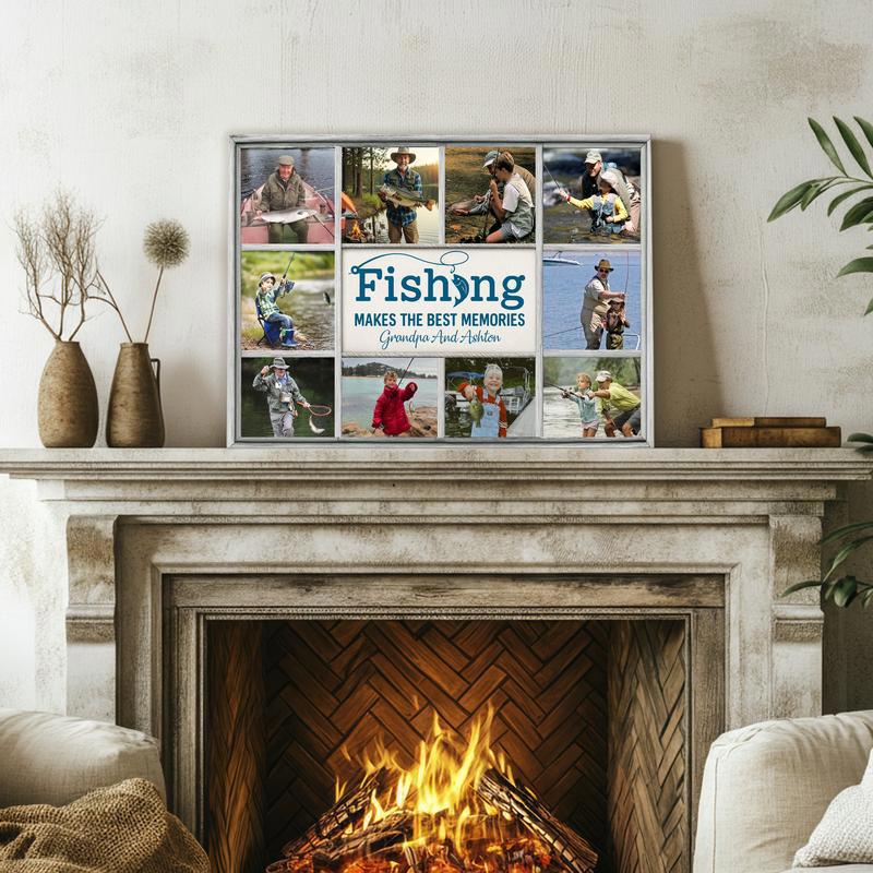 Custom Fishing Photo Canvas - Best Memories Gift for Dad/Grandpa