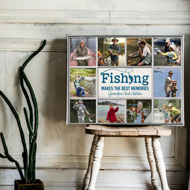 Custom Fishing Photo Canvas - Best Memories Gift for Dad/Grandpa