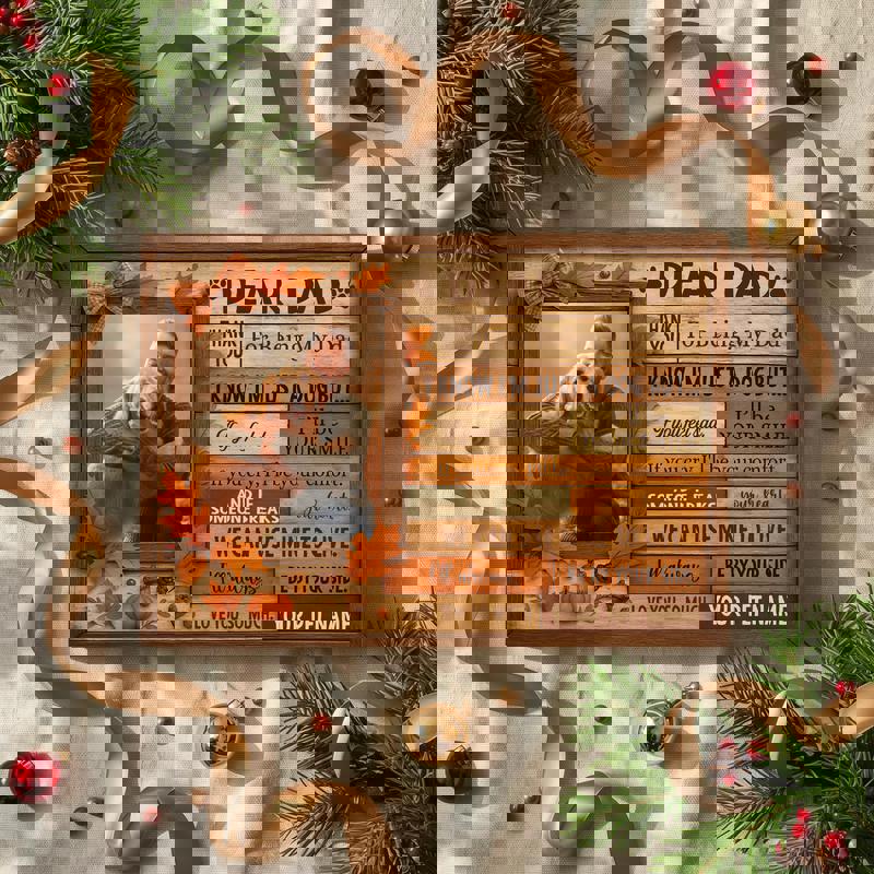 Custom dog portrait canvas, cozy fall porch scene with seasonal decor, great Thanksgiving gift for a first-time dog dad