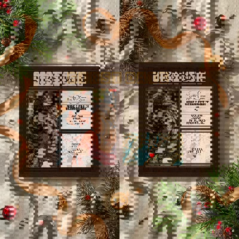 Where We First Met map canvas, layout with rustic farmhouse texture, custom names, date, and city, gift for girlfriend