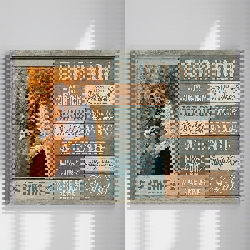 Dog mom canvas with custom pet photo and To My Mom message, rustic coastal farmhouse wall art, perfect Mother’s Day gift | Family Wall Decor