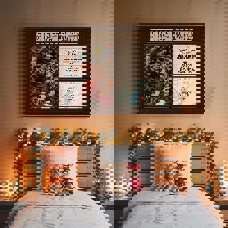 Where We First Met map canvas, soft neutral farmhouse palette, custom couple names and date, romantic keepsake gift for her