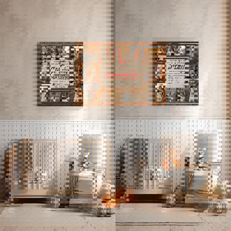 Stepped Up Mom photo collage canvas, coastal farmhouse wall art, custom photo memories and names, sweet Mother's Day present