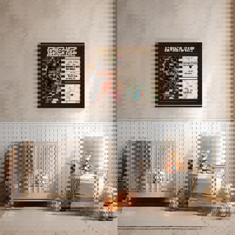 Where We First Met map canvas, rustic farmhouse art with map marker, personalized names, date, and place, housewarming decor