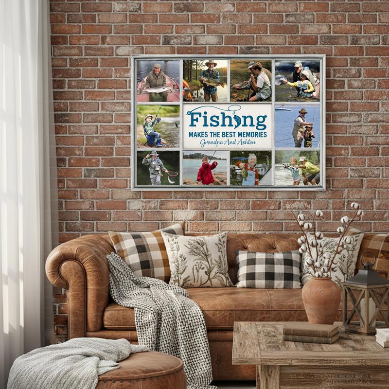 Custom Fishing Photo Canvas - Best Memories Gift for Dad/Grandpa