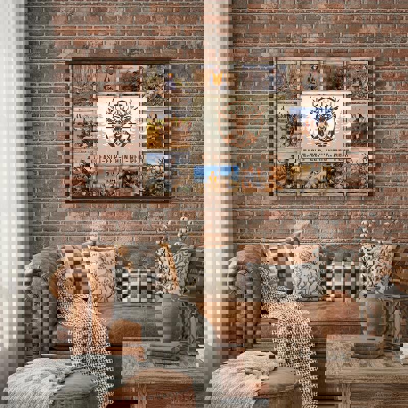 Deer hunting canvas personalized photo collage, farmhouse wall art for living room, unique gift for hunters and outdoorsmen