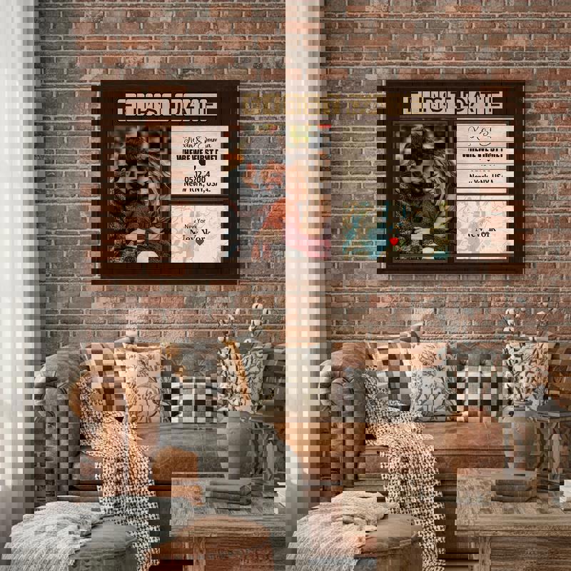 Where We First Met map canvas, rustic wall art, custom names, date, and location, Valentine's gift for girlfriend