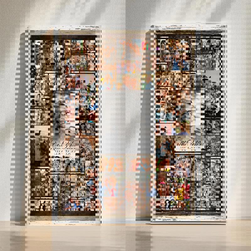 Mom memorial photo collage canvas wall art personalized with photos, name, and dates, celebration of life gift for family | Familywalldecor