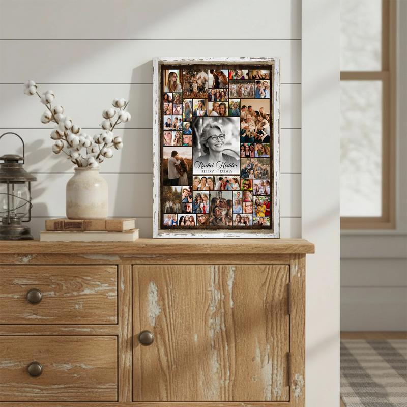 Mom memorial canvas wall art photo collage, personalized remembrance with multiple photos, ideal celebration of life gift