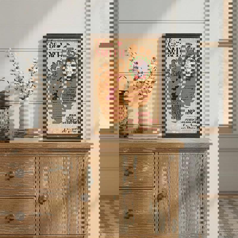 Baby footprints canvas wall art in portrait, custom photo and name, sweet nursery decor and first steps milestone keepsake