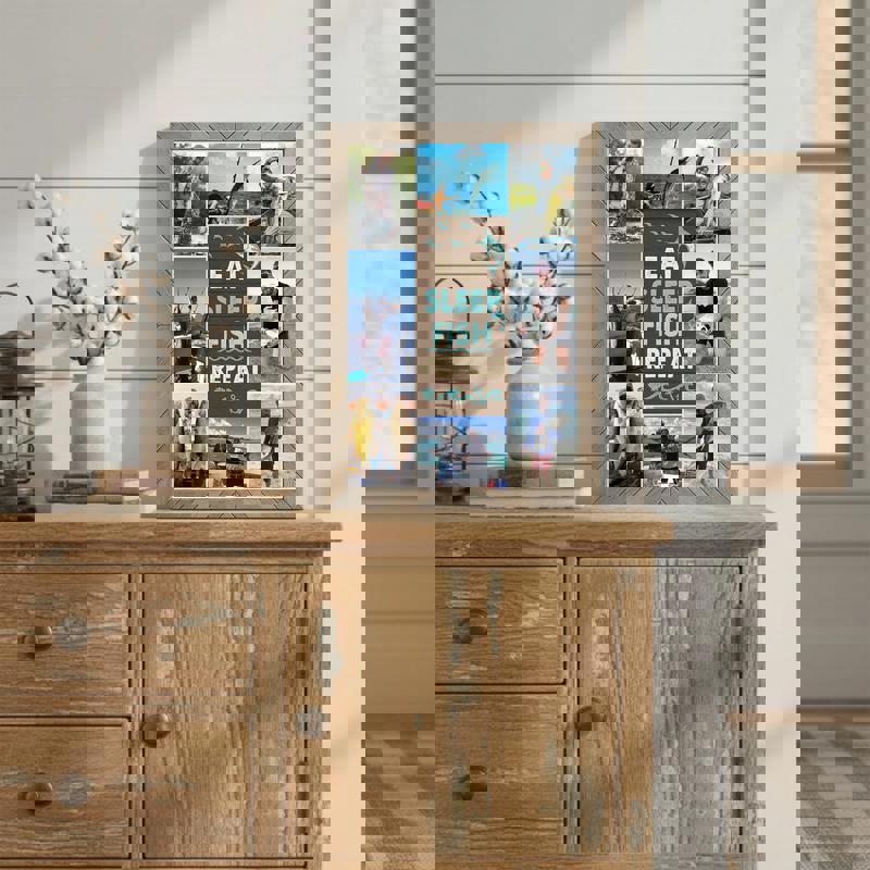 Fishing photo collage canvas wall art, custom photo layout in rustic farmhouse style, thoughtful gift for a fisherman husband