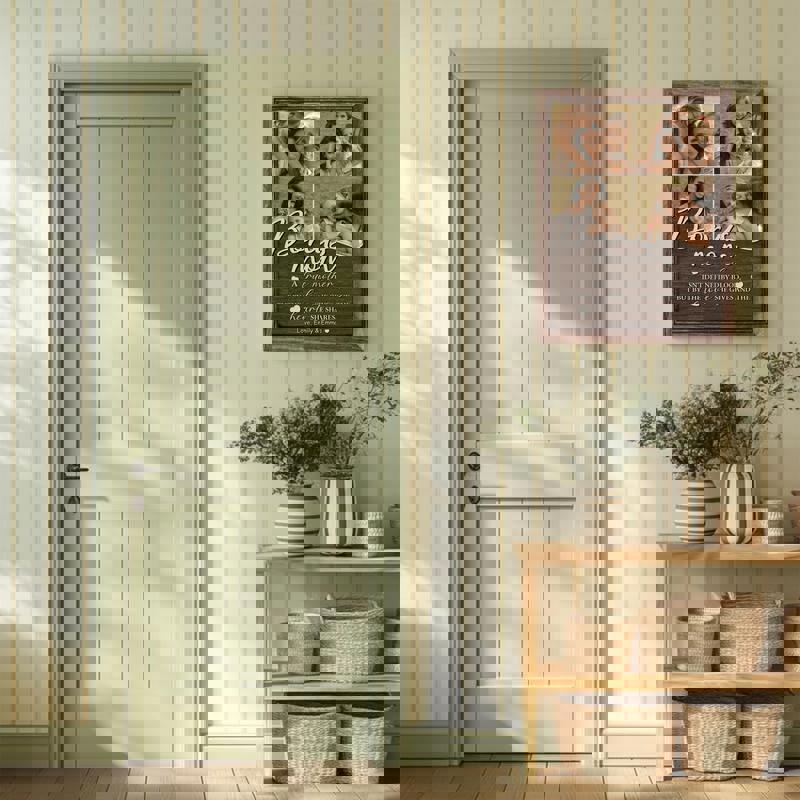 Rustic bonus mom photo collage canvas, personalized with photos, names, and date, a touching Mother’s Day gift from family