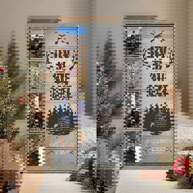 Moose hunting canvas wall art, landscape layout photo collage, personalized with your images, rustic cabin decor gift Moose hunting canvas wall art, landscape layout photo collage, personalized with your images, rustic cabin decor gift