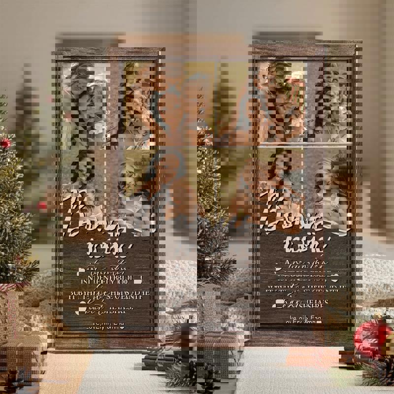 Rustic bonus mom photo collage canvas art in farmhouse style, customized with your photos and names, special birthday gift