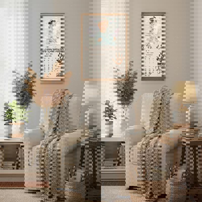 First Father’s Day canvas wall art for a new dad, personalized with baby name and special date; nursery wall decor keepsake